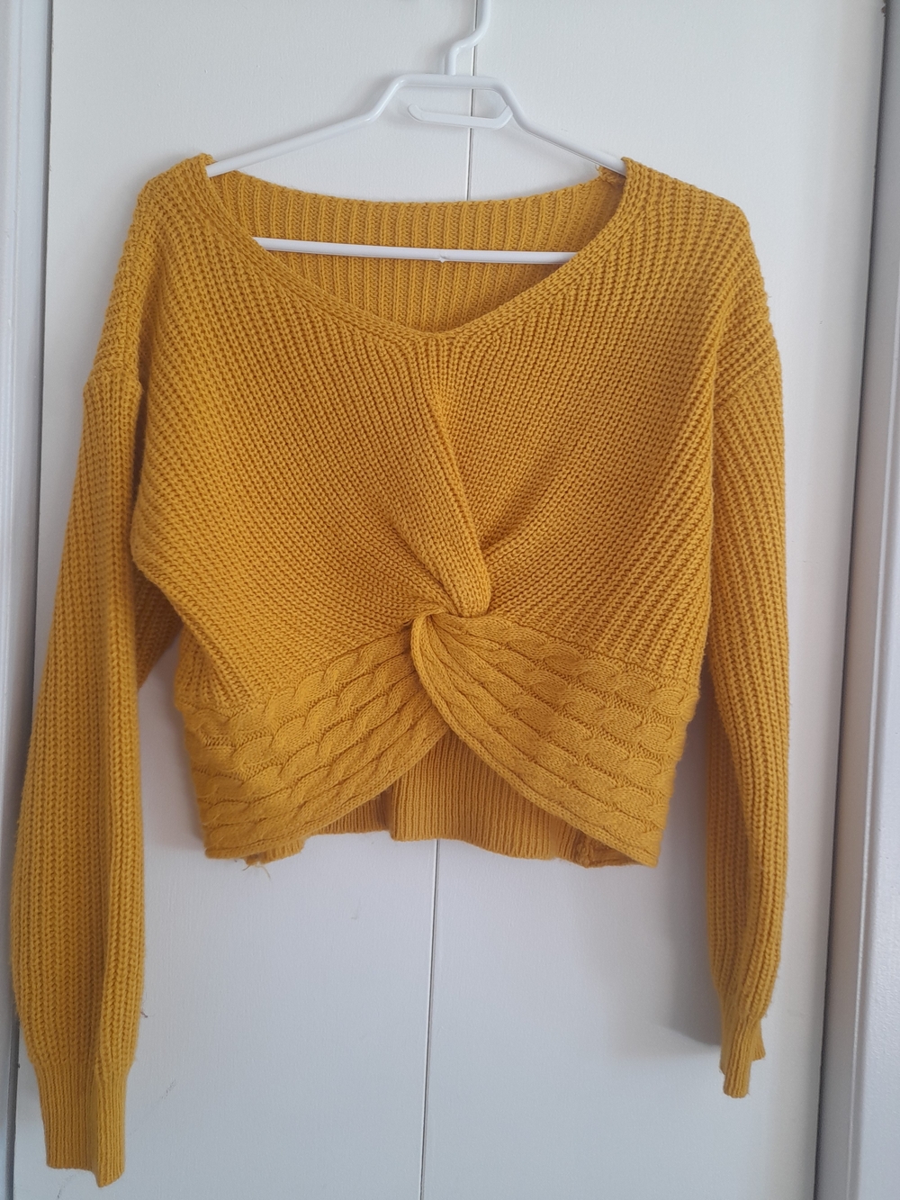 Mustard Twist-Knot Women's Sweater